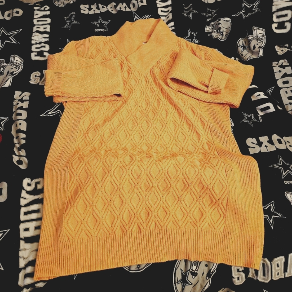 Mens  Mustard Cable Knit Sweater XL